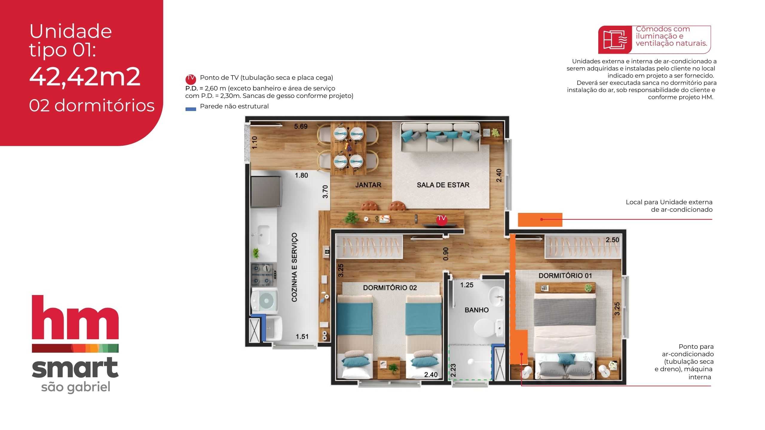 Planta - HM Smart São Gabriel - Massais Imóveis