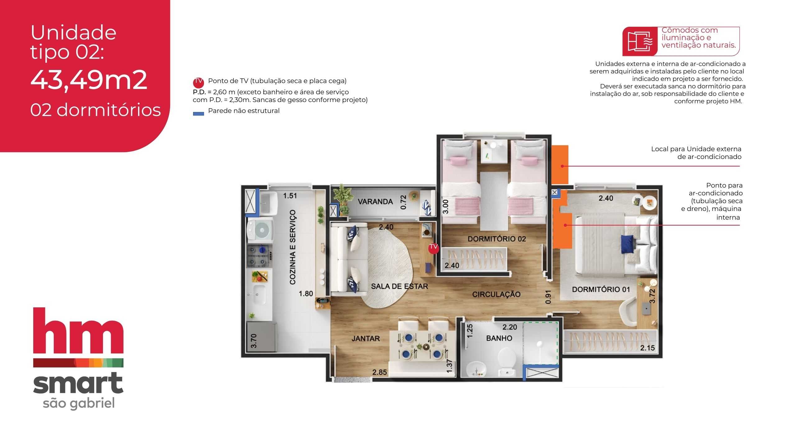 Planta - HM Smart São Gabriel - Massais Imóveis