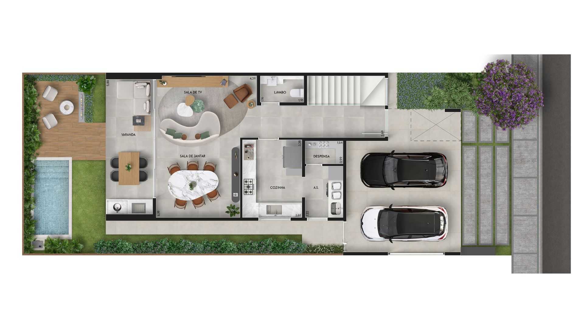 Planta - Casa Arborais - Massais Imóveis