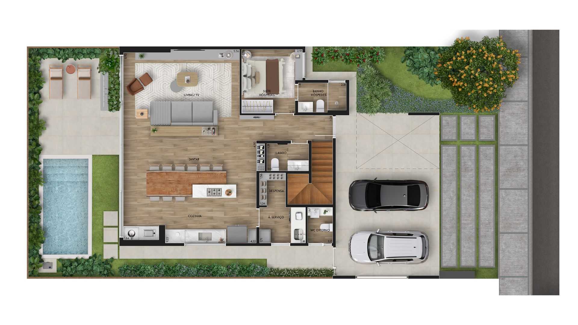 Planta - Casa Arborais - Massais Imóveis