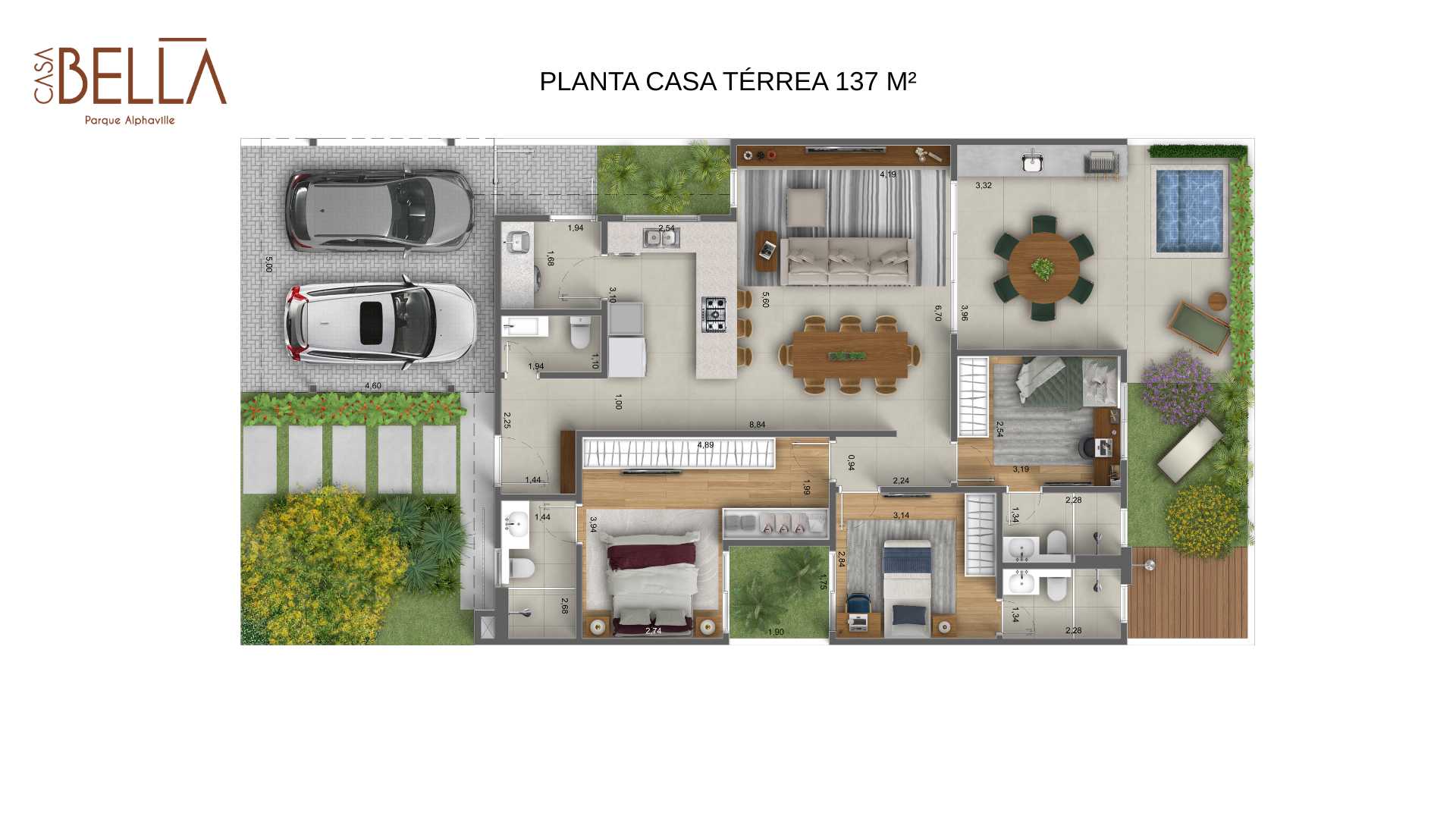 Planta - CASA BELLA | Parque Alphaville Campinas - Massais Imóveis