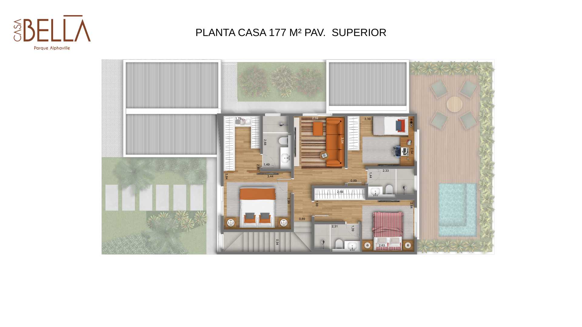 Planta - CASA BELLA | Parque Alphaville Campinas - Massais Imóveis