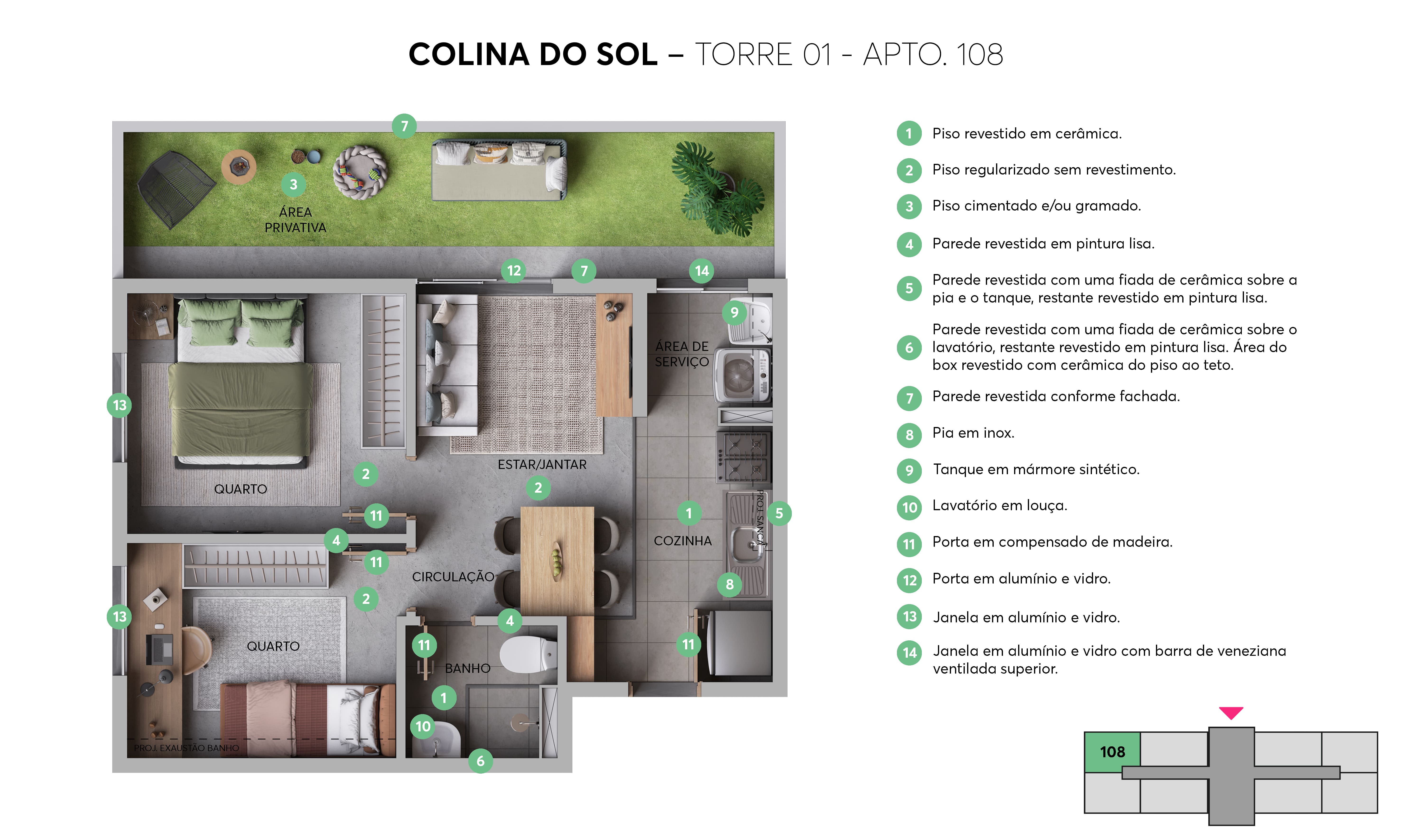 Planta - Colina do Sol  | MRV - Massais Imóveis