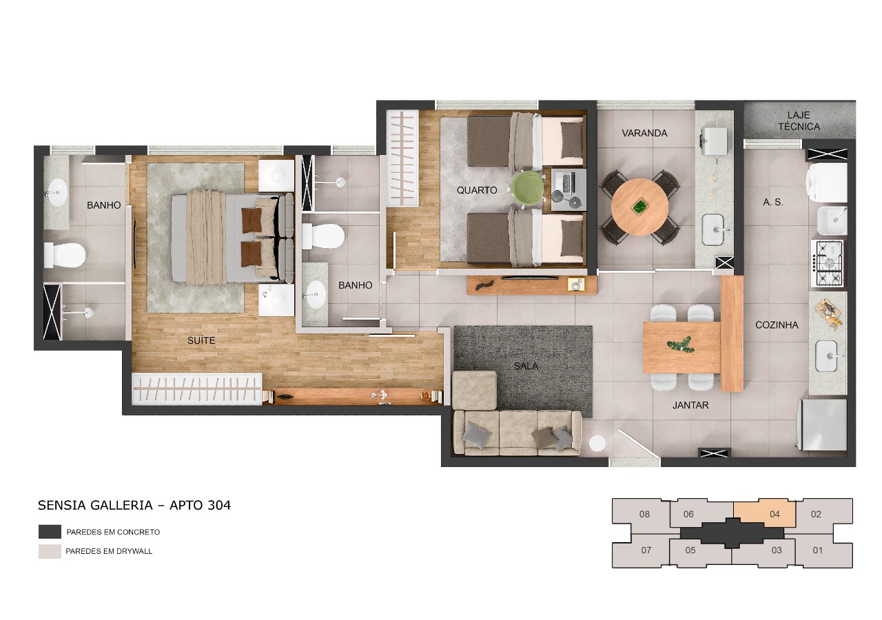 Planta - SENSIA Galleria | Lançamento - Massais Imóveis
