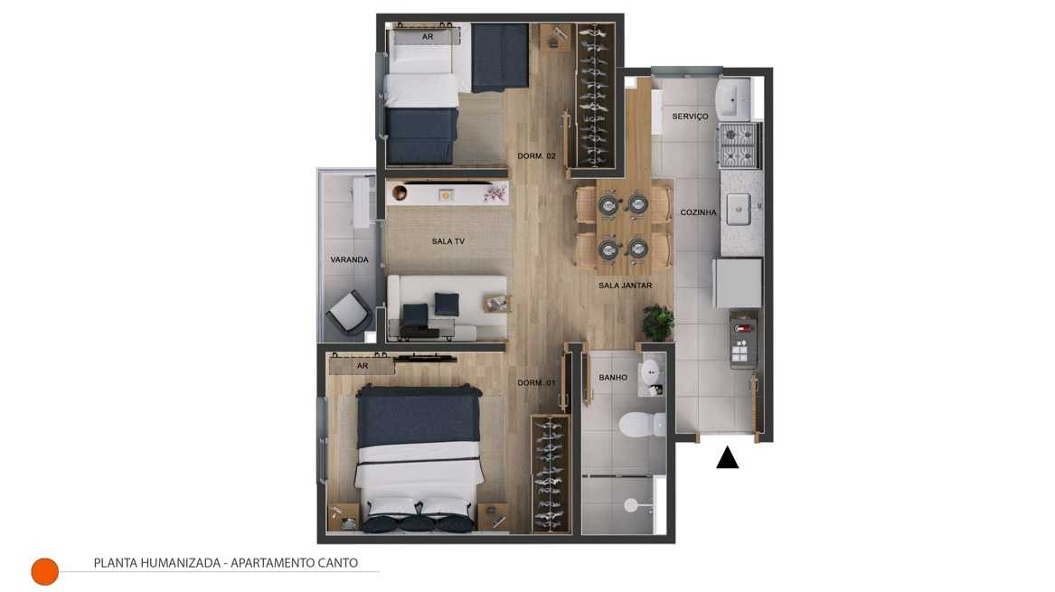 Planta - Siena Residence | Apartamento 2 dormitórios em Campinas - Massais Imóveis