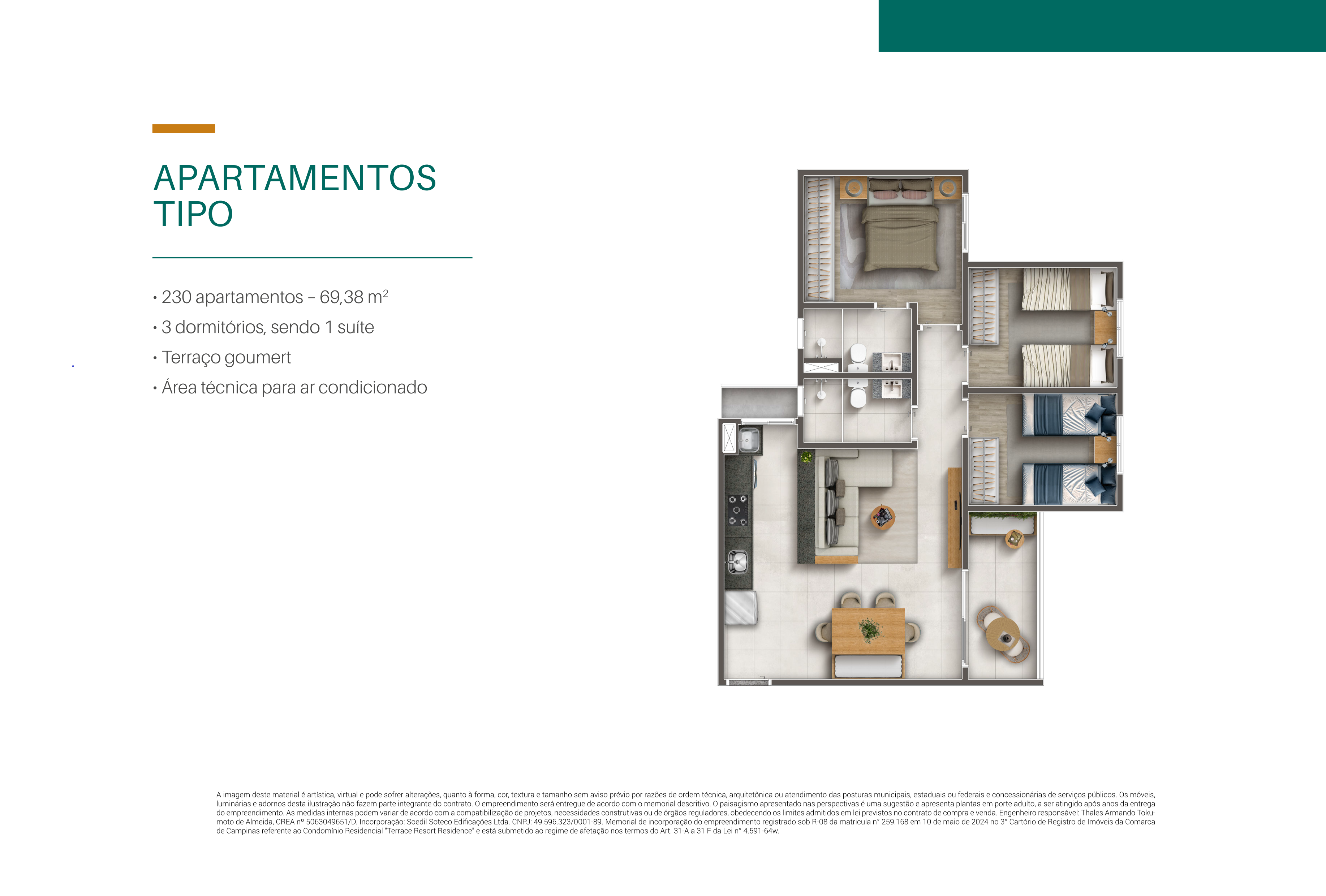 Planta - Terrace Resort Residence | Jardim Aurélia - Massais Imóveis