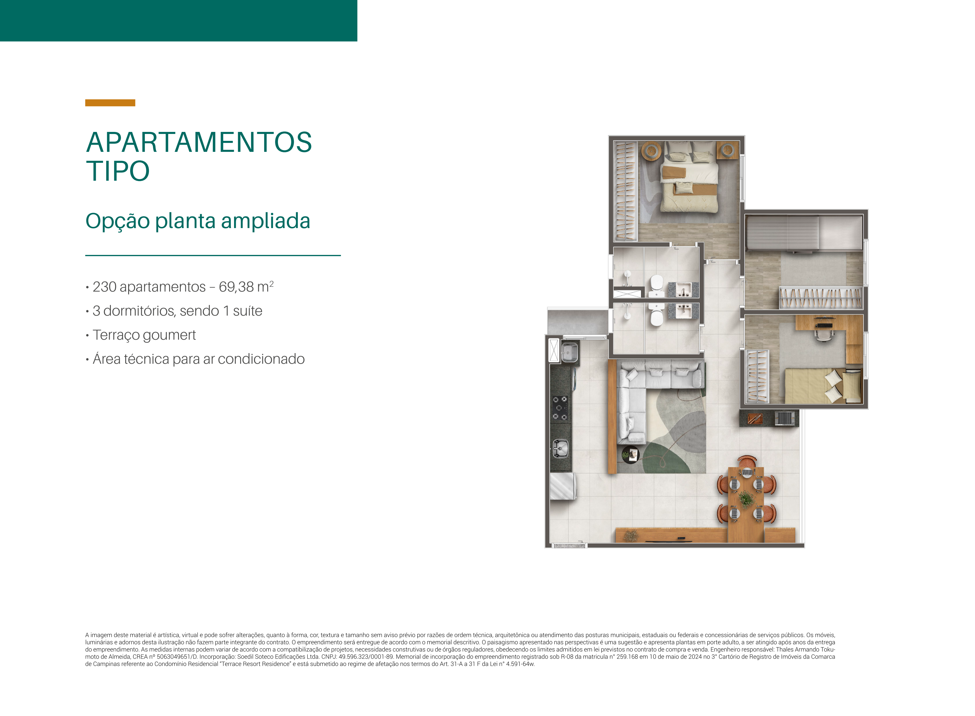 Planta - Terrace Resort Residence | Jardim Aurélia - Massais Imóveis