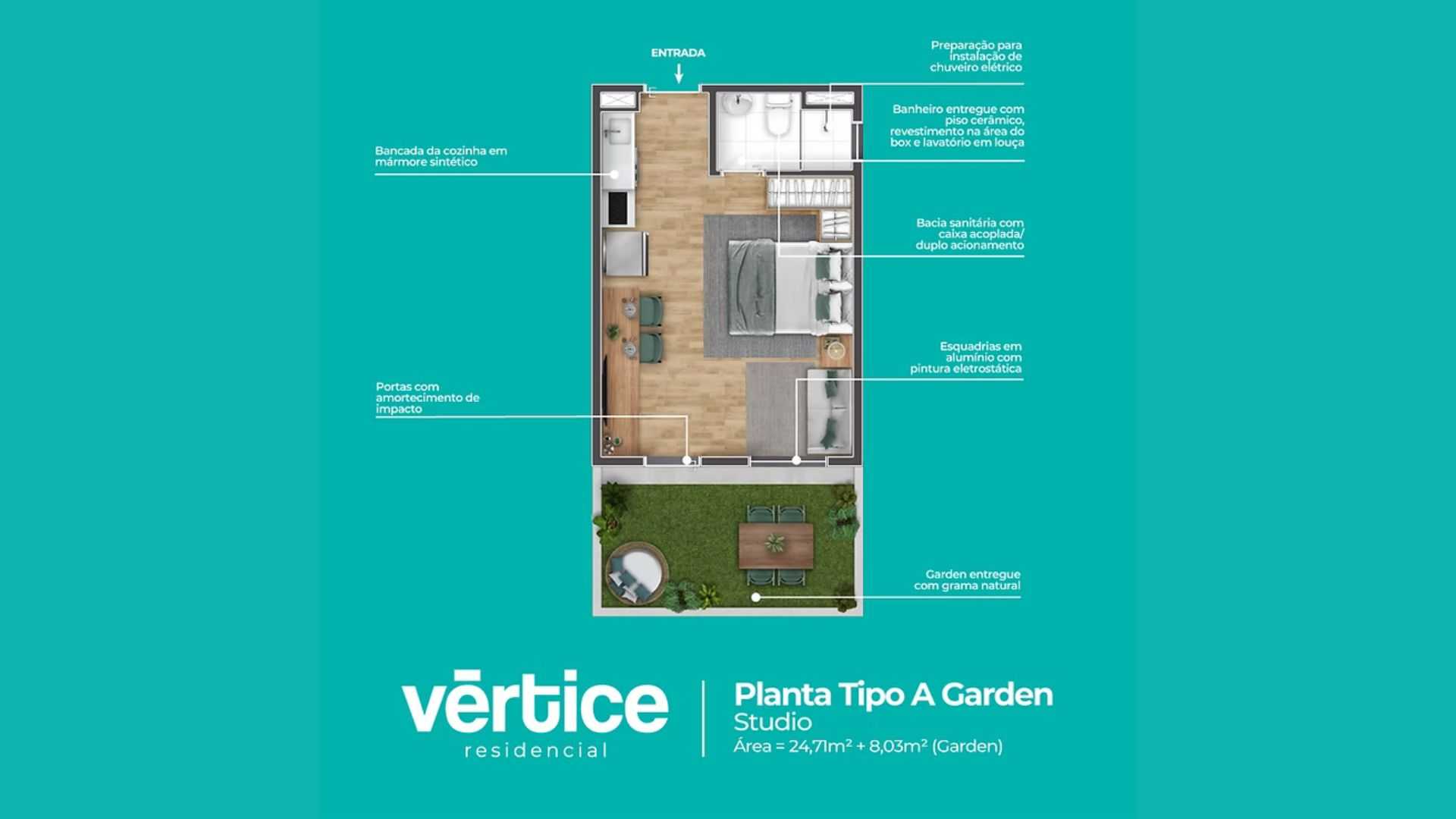Planta - Vértice Residencial em Sumaré | Studios da Longitude - Massais Imóveis