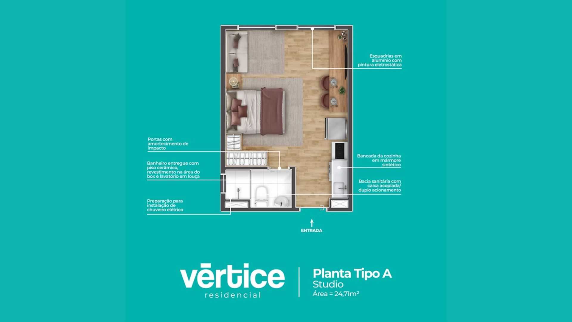 Planta - Vértice Residencial em Sumaré | Studios da Longitude - Massais Imóveis