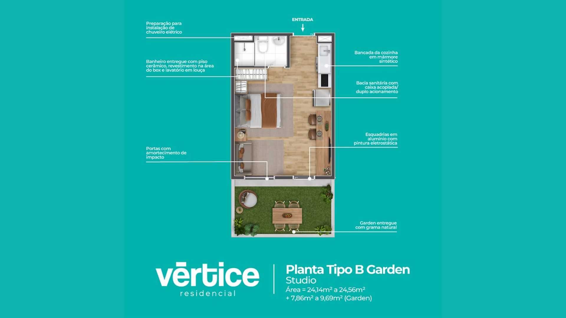 Planta - Vértice Residencial em Sumaré | Studios da Longitude - Massais Imóveis