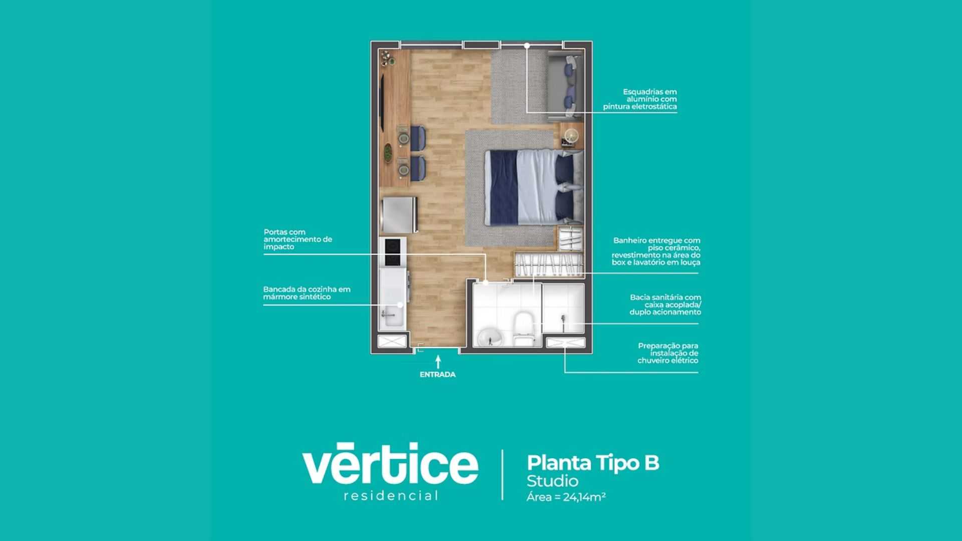 Planta - Vértice Residencial em Sumaré | Studios da Longitude - Massais Imóveis