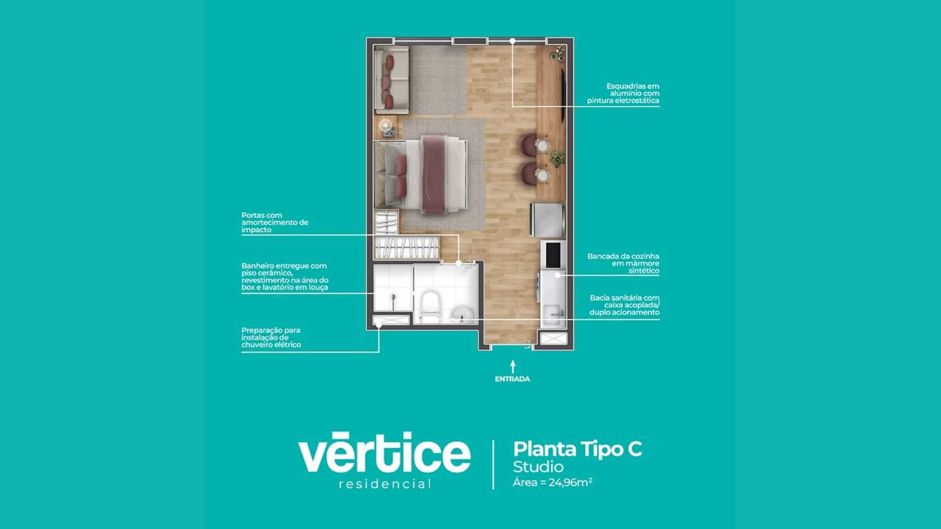 Planta - Vértice Residencial em Sumaré | Studios da Longitude - Massais Imóveis