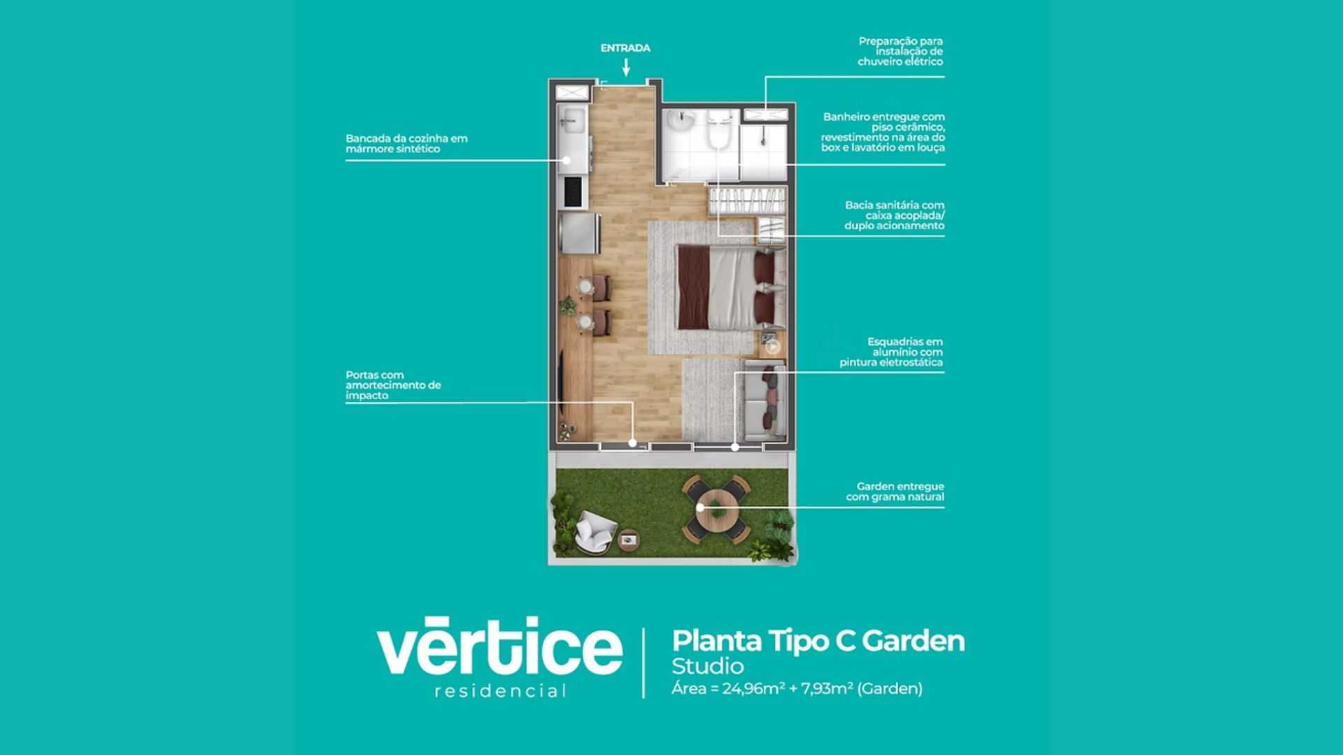 Planta - Vértice Residencial em Sumaré | Studios da Longitude - Massais Imóveis